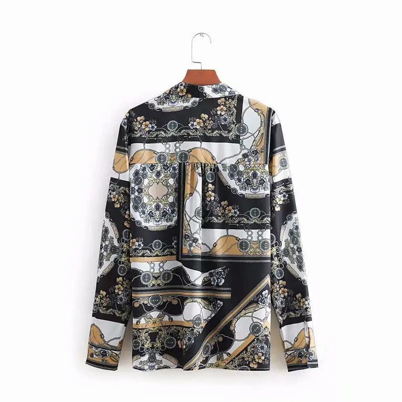 Good quality new design floral print blouse long sleeve fashion women button down vintage shirts