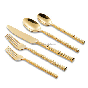 การออกแบบใหม่สแตนเลสไม้ไผ่ช้อนส้อมทองสำหรับงานแต่งงาน - Product Image 2