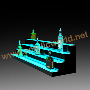 บ้านบาร์ LED Lighted บาร์ขวดสุราวิสกี้วิสกี้3-ขั้นตอนชั้นวางคริลิคยืนแสดงถาด - Product Image 2