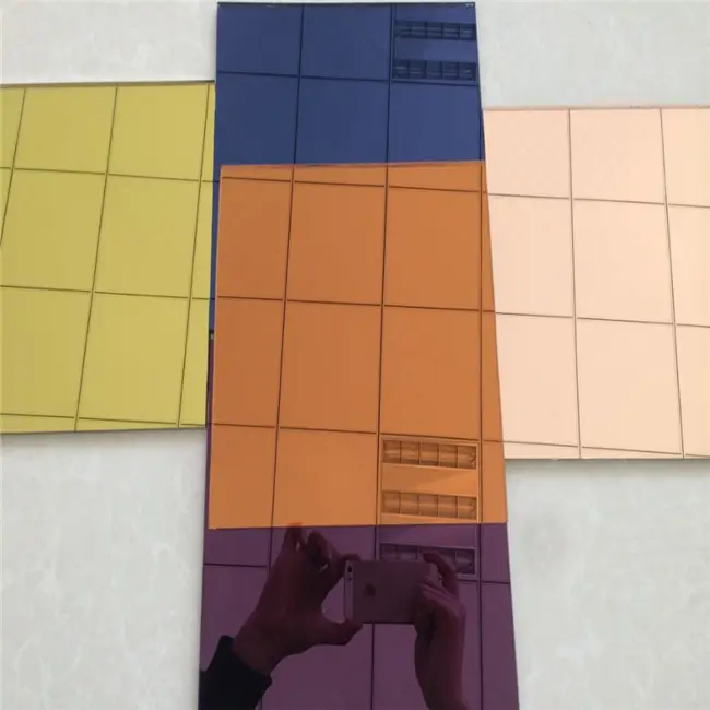 Colored mirror glass sheet bronze tinted mirror glass for decoration of building construction panel