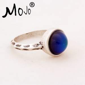 Nhẫn Mạ Bạc Kiểu Cổ, Nhẫn Đính Đá Cổ Thay Đổi Màu Sắc Tâm Trạng Pha Lê Trong Suốt Thiết Kế Cổ Điển - Product Image 3