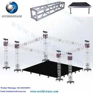 Plate-forme de scène mobile portable en aluminium Structure de scène en aluminium à 6 piliers pour concert en plein air