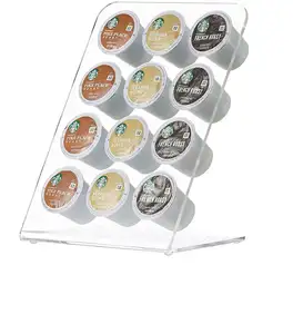 Benutzer definierte 12 Löcher Klar Acryl Kaffee kapseln Display halter Acryl Kaffee K Tassen Pod Halter Für Coffeeshops