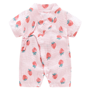 Kimono de Algodón de Manga Corta para Bebé, Body, Traje de Verano con Tirantes Cruzados, Kimono para Bebé - Product Image 1