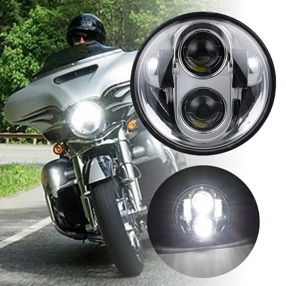 Morsun Lampu Depan Led 5.75 Inci untuk Sepeda, Aksesori Harley Motor Sistem Pencahayaan Otomatis 5.75 Inci Lampu Depan Bulat untuk VRSCB/Triumph