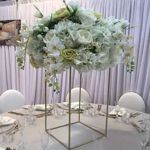 61cm tall Collapsible rectangular wedding flower stands gold table centerpiece metal