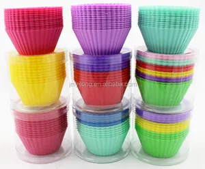 Vendita calda Antiaderente Colorato BPA Libero Del Silicone Della Focaccina di Cottura Della Torta Stampi Rotondo Del Bigné Panetteria Pasticceria tazze di cottura della torta