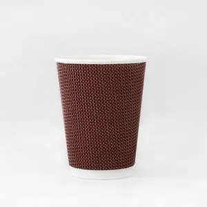 Biodegradable high-end insulated single double ripple wall wrapped paper cup 100% plant pla coating 8oz 10oz 12oz 16oz 20oz