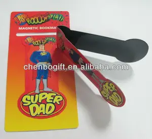 Fabricante de Guangzhou OEM personalizado Super papá marcador magnético plegable, imán de nevera marcador clip para libro