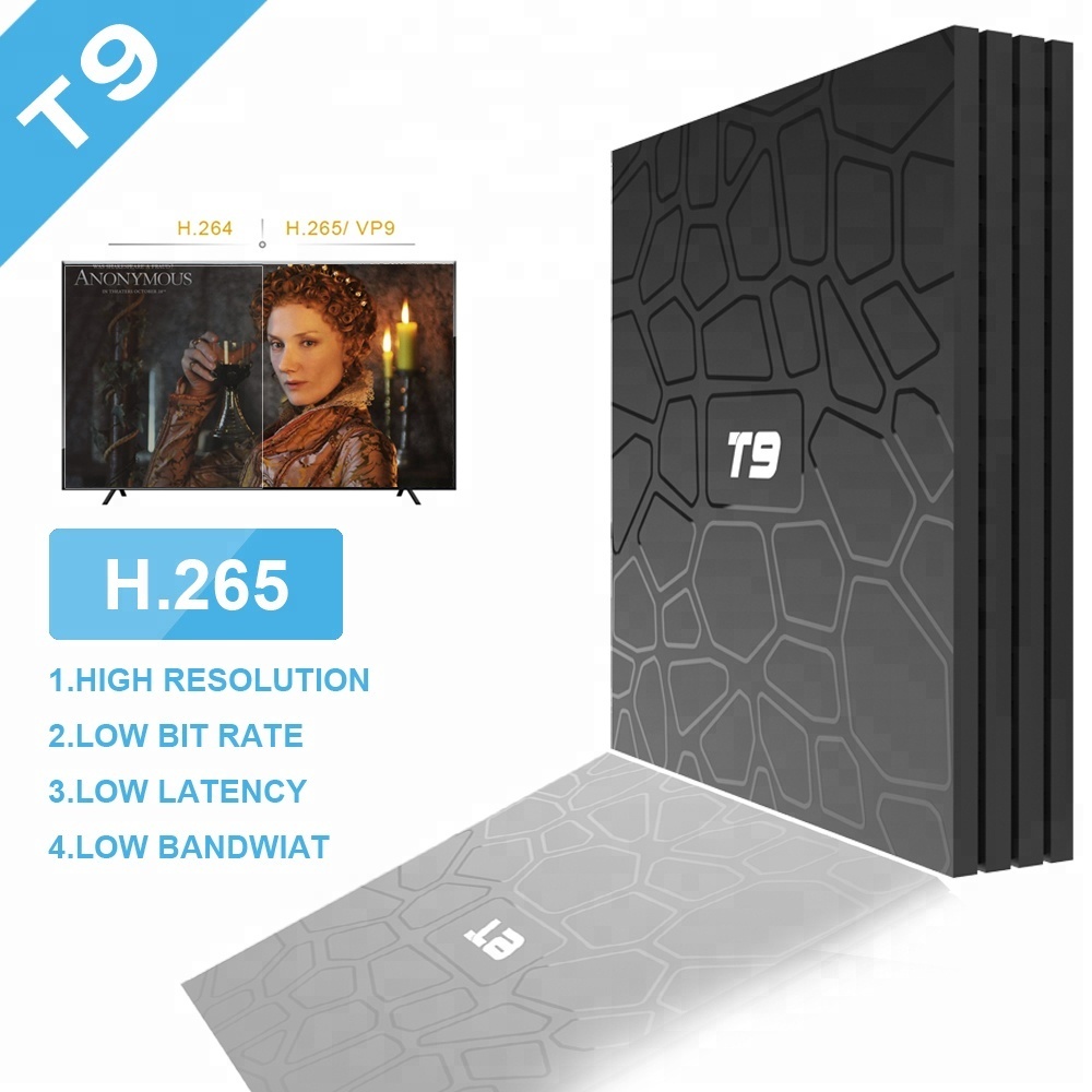 El más nuevo Android tv box T9 4G 32G Android 8,1 Octa core wifi 2,4g/5g caja de tv inteligente OTT tv box con LED dispayer
