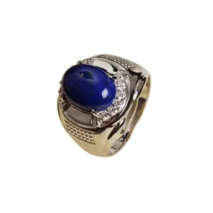 gemstone ring manufacturer wholesale 925 sterling silver natural stone jewelry new trendy blue lapis adjustable engage ring