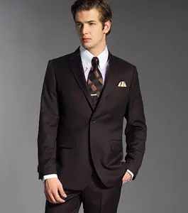 Toptan takım çikolata-Kahverengi resmi giyim custom Made damat düğün smokin resimleri 2 adet (ceket + pantolon) WB123 çikolata rengi özel takım elbise