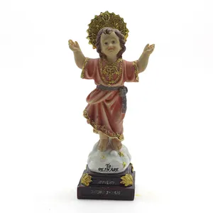 الراتنج الكاثوليكية ديكور الفن الديني الأبيض الذهب الإلهي الطفل جيسوس ديفينو نينو تمثال