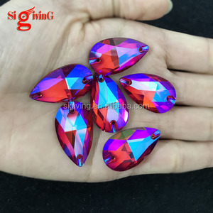 Tear Drop Lt.Siam AB Nähen Sie auf Steinen Strass steine mit flachem Rücken für das Kleid - Product Image 4