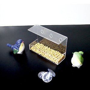 Mangeoire pour oiseaux, fenêtre, suspendu en plastique transparent, acrylique, 1 pièce, fixation murale, pour la maison ou les animaux domestiques - Product Image 4