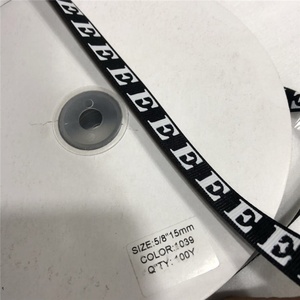 Tejer grogrén (ligamento tafetán <span class=keywords><strong>cinta</strong></span> impresa negro personalizado satén <span class=keywords><strong>cinta</strong></span> tejida con logo correas para el collar de perro y silla de jardín - Product Image 2