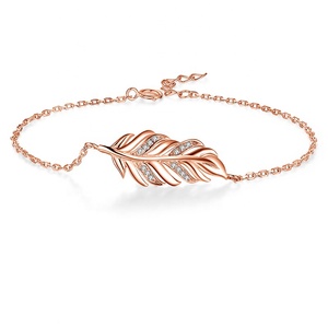 BZA2-251B Neues Design Rosé vergoldet Feder Armband 925 Sterling Silber Schmuck