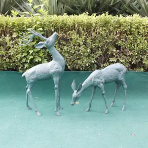 Aluminio fundido animal grande de bronce sika ciervo estatuas de jardín