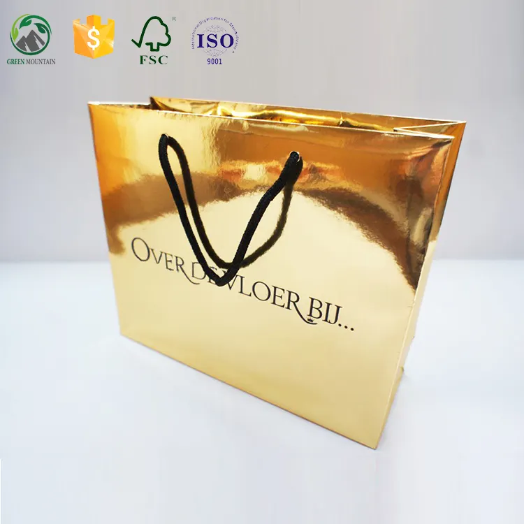 New Fancy Custom Logo Printed Gold Cardboard Surafce Handing Paper Bag,special Paper Bag