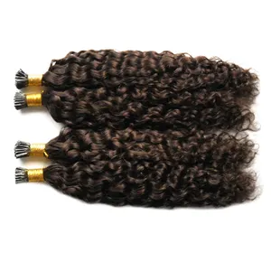 Cheap brazilian virgin human hair kinky curly i tip hair extensions