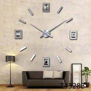 Horloge murale autocollante en 3D, cadre Photo, en forme de c, DIY bricolage