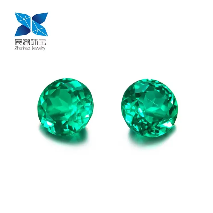 Zhanhao Jewelry precious stones loose green gemstones round nature gems cut style pure rough synthetic emerald