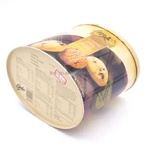 De alimentos grado forma oval biscuit tin caja de embalaje oval de caja de lata de galletas dulces lata para venta al por mayor de alimentos