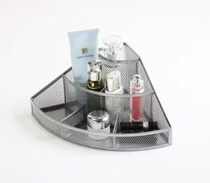 Nieuwe Modieuze Metalen Mesh 6-Compartiment Hoek Cosmetische Beauty Organizer Desk Organizer