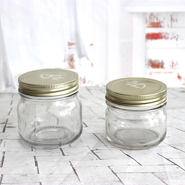 100ml  wide mouth Promotional Wholesale Small Sealed Glass Mason Jar with metal lid without handle