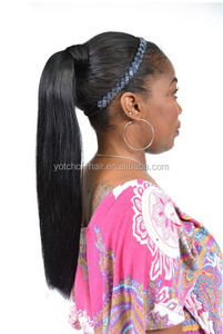 Profesional excelente calidad brasileña rizada afro rizado del pelo recto cola de caballo con cordón de te negro de las mujeres - Product Image 4