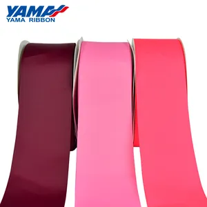 Pita tenun sutra grosyama stok pabrik pita merah 75 Mm 100% poliester 5 inci pita Grosgrain warna Solid