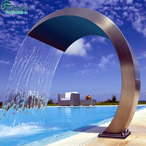 ราคาโรงงาน ของตกแต่งสระว่ายน้ำ สแตนเลส 304 รางน้ำรูปงูเห่า - Product Image 2