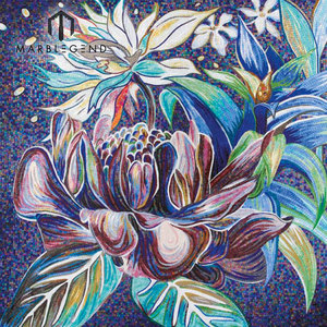 Mosaïque murale décorative personnalisée, moderne et unique, en verre, motif <span class=keywords><strong>de</strong></span> fleurs <span class=keywords><strong>de</strong></span> lys violettes, style <span class=keywords><strong>parquet</strong></span> - Product Image 2