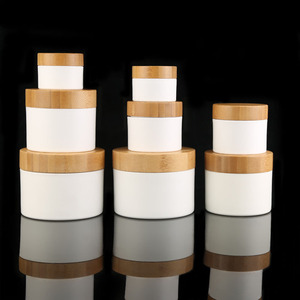 Barattolo in Plastica per Cosmetici, Contenitore per Crema Viso, Vasetto in PP per Gelato con Coperchio in Bambù - Product Image 4