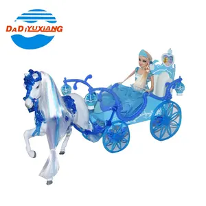 B/O fashion beautiful doll light toy horse carriage with sound