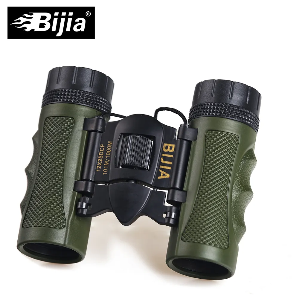 BIJIA 12X25 High Quality DCF Travel Small Folding Binoculars Compact Gift Telescope for Sale