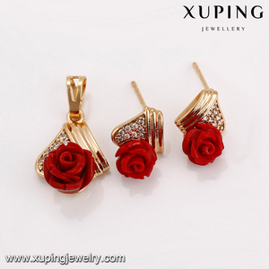 Conjuntos de flores rojas con diamantes de oro de 18k, joyería 64219-xuping - Product Image 2