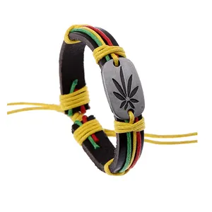 Reggae giamaicano dei monili rosso giallo verde foglia di acero del braccialetto
