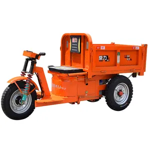 Carrinho de trator para adultos, triciclo elétrico de três rodas com balde de descarga