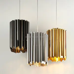 Simig lighting modern fancy black gold silver color stainless steel mini chandelier pendant lamp