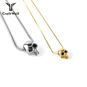 Craft Wolf Fashion Jewelry 2019 Stainless Steel Punk Skull Pendant Necklace