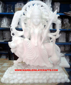 Statue en marbre, position assise sur le sol, Maa Durga - Product Image 1