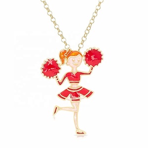 Collier pendentif en métal incrusté de pom-pom girl Pom <span class=keywords><strong>Majorette</strong></span> danse pour fille acclamante femmes cadeau souvenir bijoux - Product Image 5