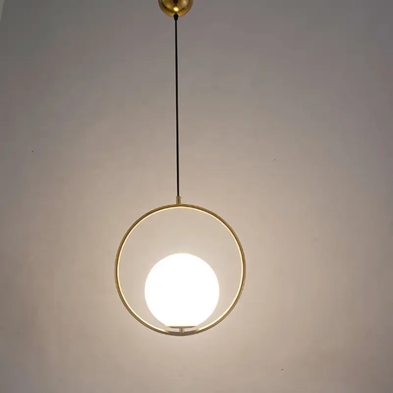 Золотые круглые железные кольца, подвесные лампы, минималистичный современный подвесной светильник