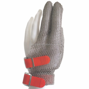 Guanti da Lavoro Protettivi in Acciaio Inox a Tre <span class=keywords><strong>Dita</strong></span> Anti-Taglio per Indumenti - Product Image 3