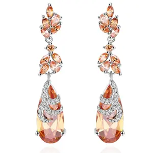 jewelry zhefan mini order high margin fashion design hanging CZ accessories women jewelry earrings crystal drop earrings