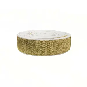 customized colors golden metallic elastic tape elastic gold lurex straps