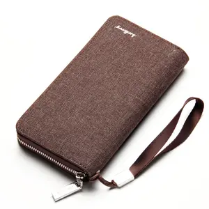 Wholesale Casual Long Clutch Bag Large Capacity Mobile Phone Mens Canvas Zipper Wallet