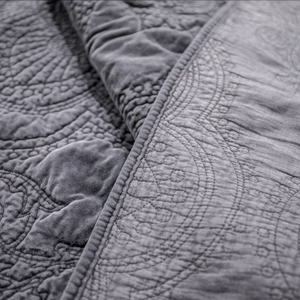 Colcha en relieve de terciopelo y algodón 100%, cómoda colcha de color gris, juego de sábanas de cama con bordado 3d - Product Image 5