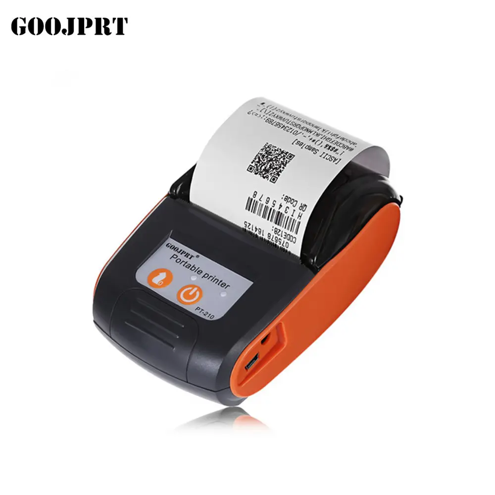 58Mm Mini Draagbare Thermische Printer Met Batterij Goojprt Pt-210 Barcode Printers